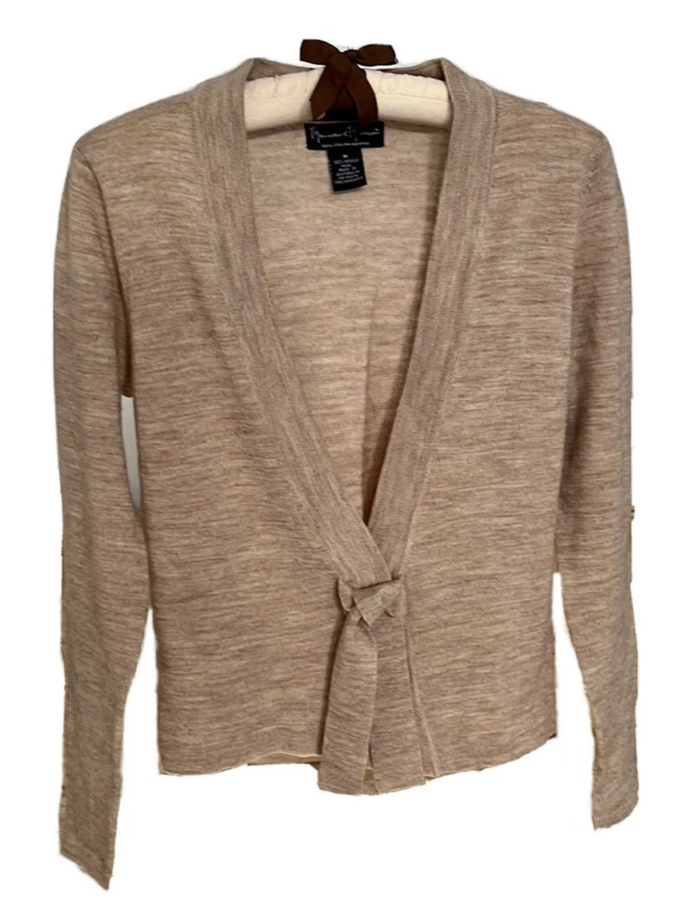Mercer & Madison 100% Pure Italian Merino Wool Cardigan Sweater Size M Beige